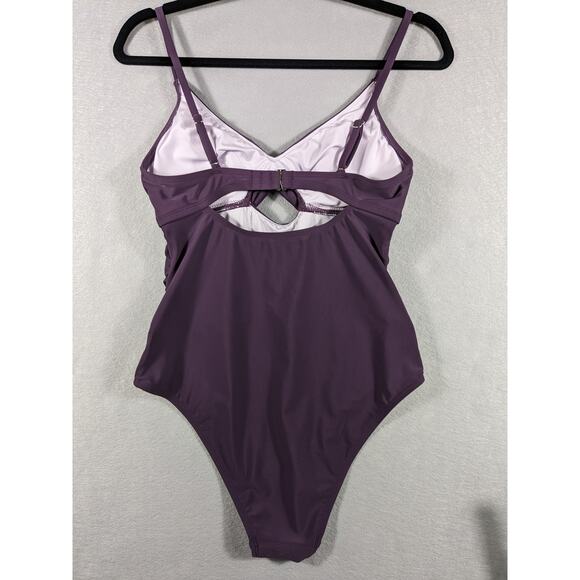 NWT Cupshe Swim Suit Women's Small Purple One Piece Ruched Adjustable Strap - Picture 2 of 12